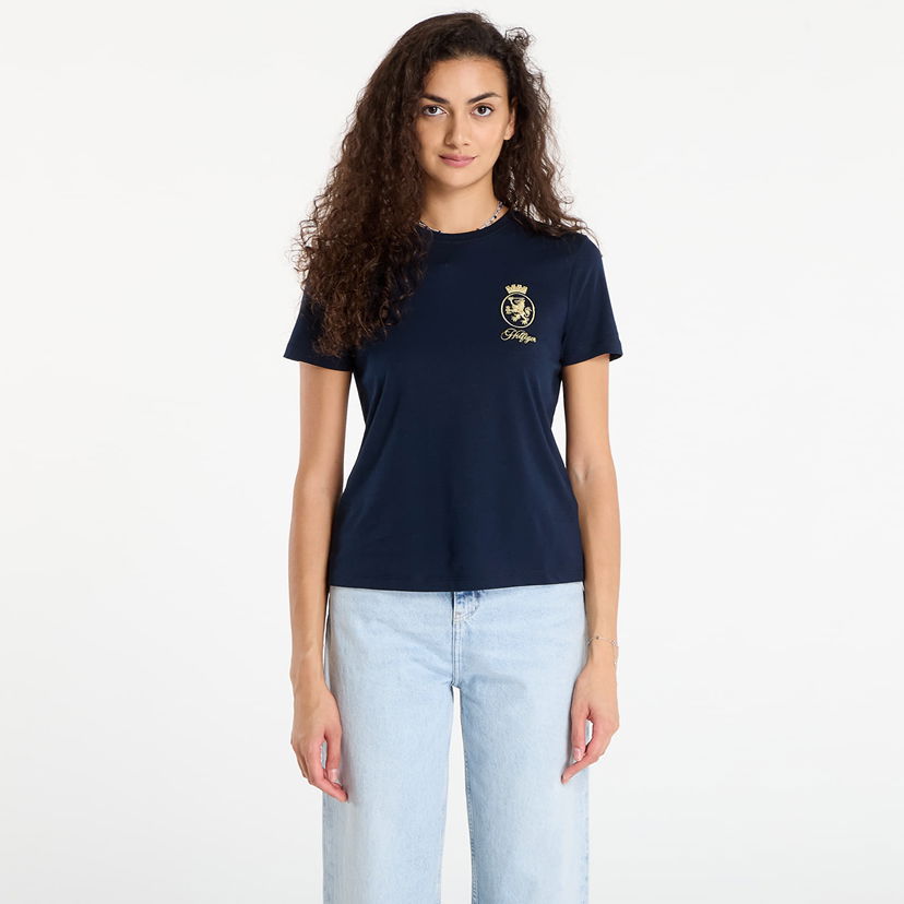 Majica Tommy Hilfiger Tommy Hilfiger TH Crest Embroidery Crew Neck T-Shirt Mornarica | WW0WW46153 C1G