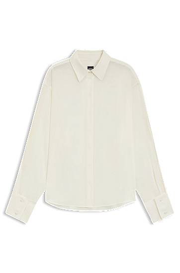 Srajce BOSS Relaxed-fit Blouse in Sand-Washed Silk Bela | 50551961