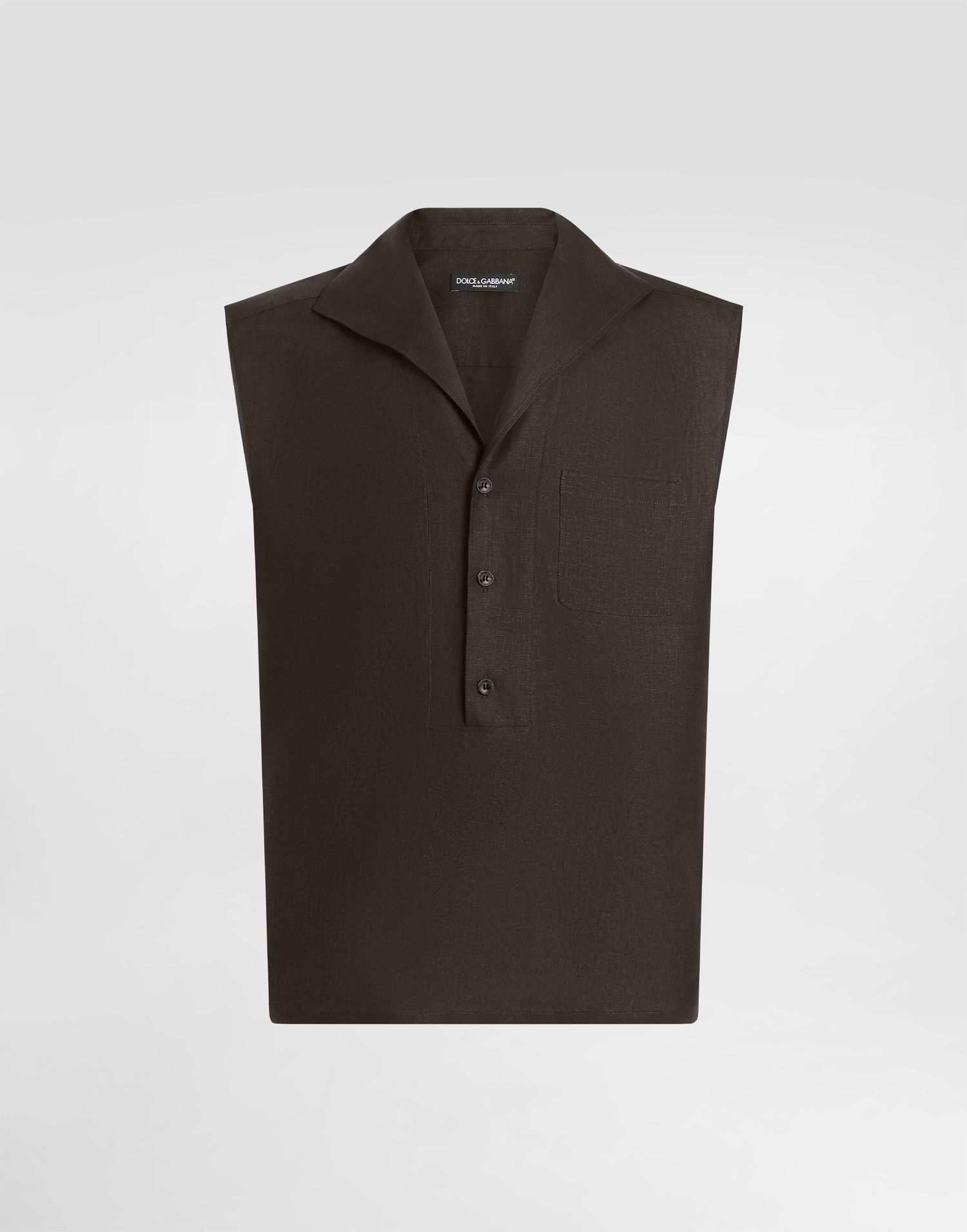 Srajce Dolce & Gabbana Dolce & Gabbana Three-Button Sleeveless Linen Shirt Rjava | G5ND9TFU4JBM3977, 0