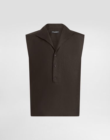 Srajce Dolce & Gabbana Dolce & Gabbana Three-Button Sleeveless Linen Shirt Rjava | G5ND9TFU4JBM3977, 0