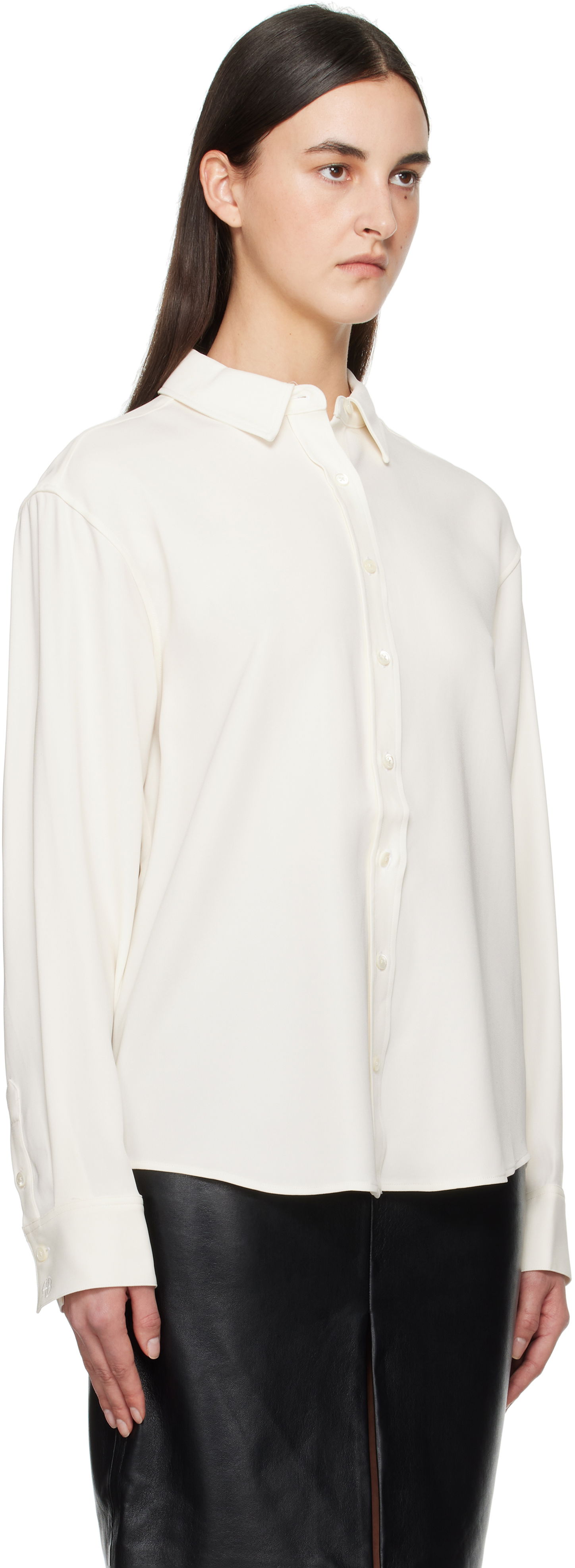 Srajce Anine Bing ANINE BING Braxton Button-Down Shirt Bela | A-07-10840-IVY26, 1