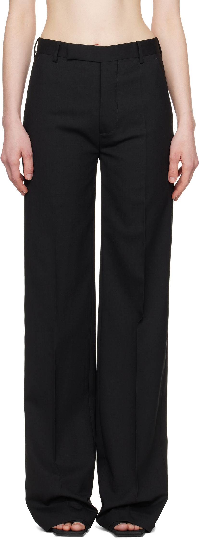 Hlače Rick Owens Rick Owens Hollywood Dietrich Wide-Leg Trousers Črna | RP01E7302 ZL