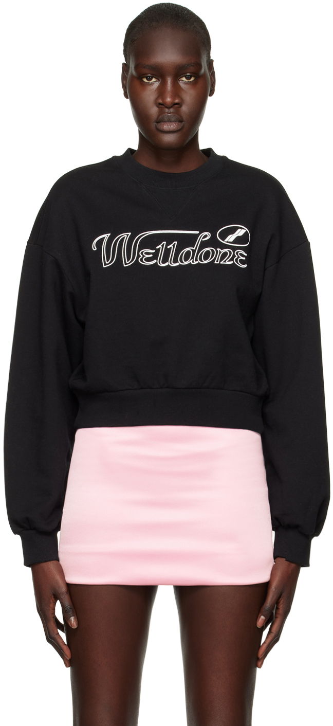 Pleteni pulover We11done We11done Cropped Sweatshirt Črna | WD-TS3-22-860-W-BK