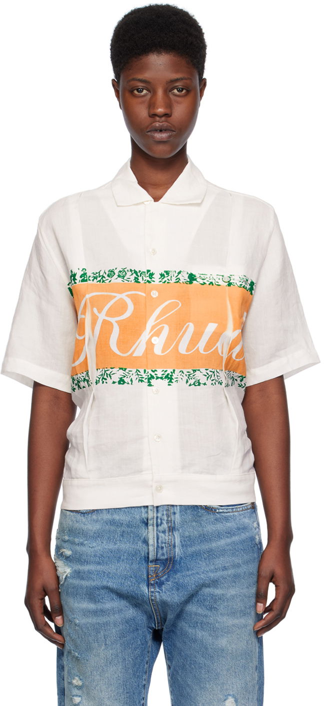 Srajce Rhude Printed Shirt Bela | RHPS24SR10023060