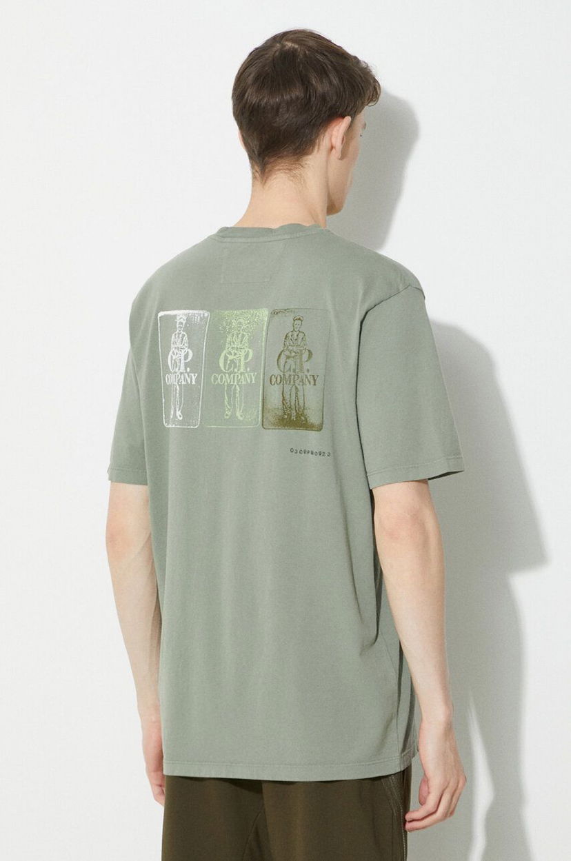 Majica C.P. Company Three Cards Graphic T-Shirt Zelena | 16CMTS288A005431G