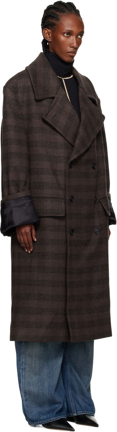 Plašči Maison Margiela MM6 Maison Margiela Checked Double-Breasted Coat Rjava | S52AA0190 M35472, 1