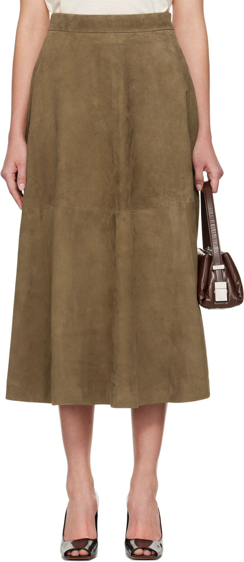 Krila Róhe Róhe A-Line Suede Midi Skirt Zelena | 414-32-144