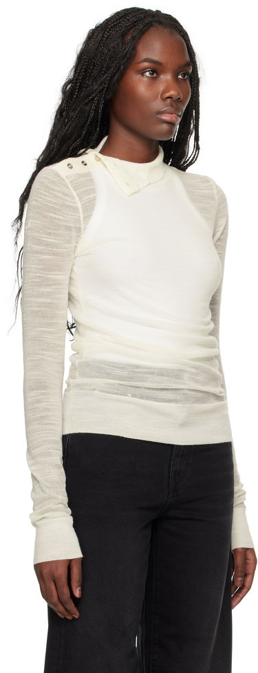 Pleteni pulover TOTEME TOTEME Slub Knit Turtleneck Top Bela | 244-WRT0366-YA0100, 3