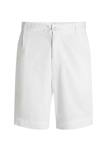Kratke hlače BOSS Relaxed-Fit Stretch-Cotton Twill Shorts Bela | 50546320