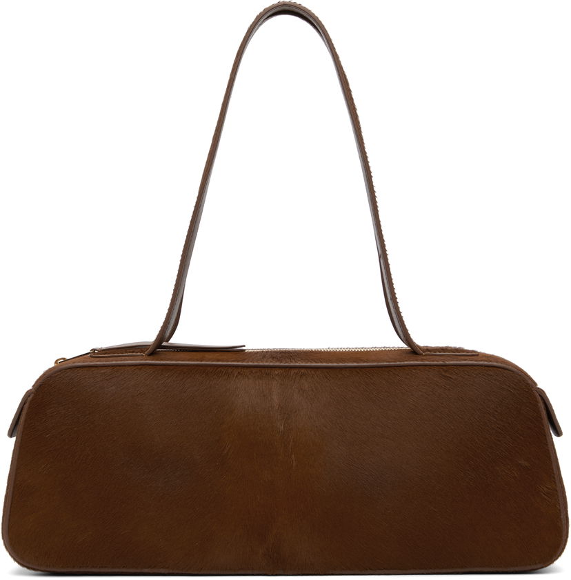Torba za čez ramo Khaite KHAITE Simona Calf Hair Shoulder Bag Rjava | H2040-760