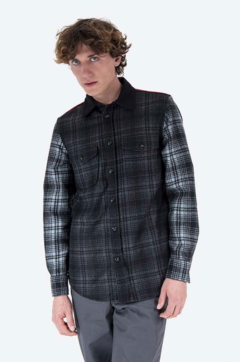 Srajce WOOLRICH Alaskan Melton Wool Shirt Long Sleeve Črna | CFWOOS0051MRUT2355