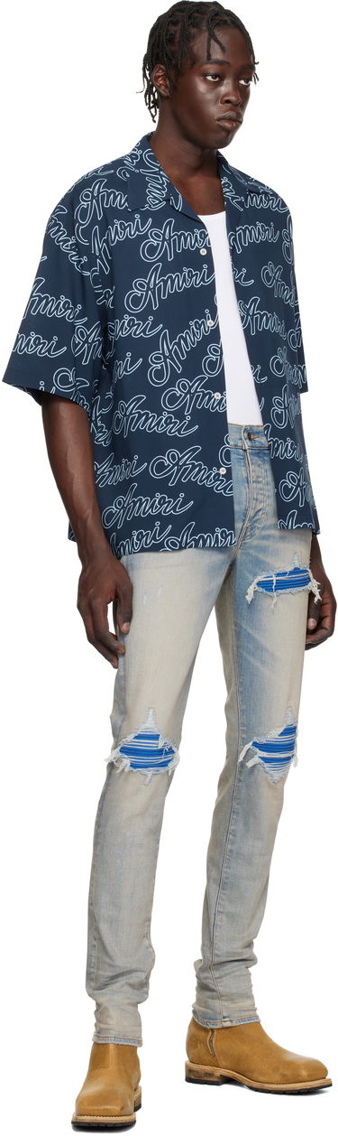Srajce AMIRI Script Print Bowling Shirt Modra | AMSTCA1081, 3