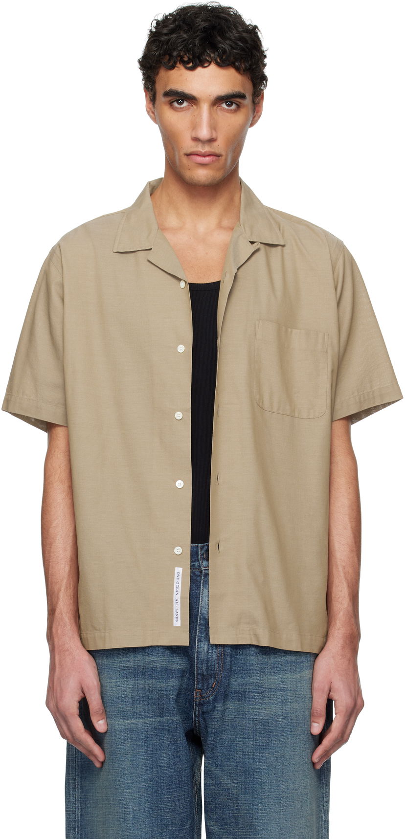 Srajce NANAMICA Nanamica Open Collar Panama Short Sleeve Shirt Bež | S25SG119U
