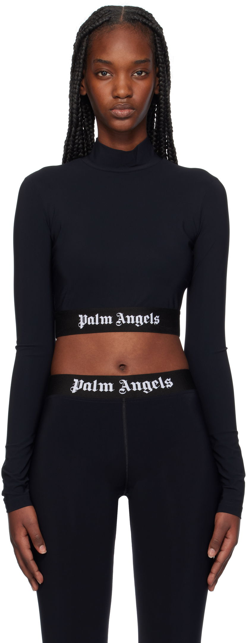 Majica Palm Angels Mockneck Logo Sport Top Črna | PWVO014C99FAB0021001