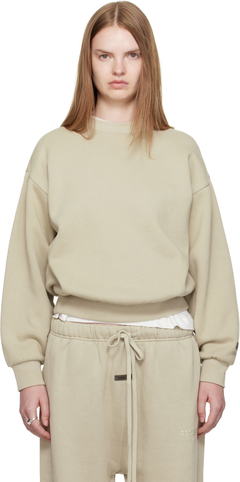 Pulover Fear of God Fear of God ESSENTIALS Classic Fit Crewneck Sweatshirt Bež | 192SP255556FW