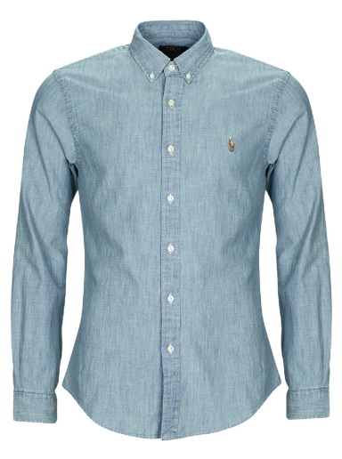 Srajce Polo by Ralph Lauren CHEMISE COUPE SLIM DENIM SHIRT Modra | 710548538001-NOS