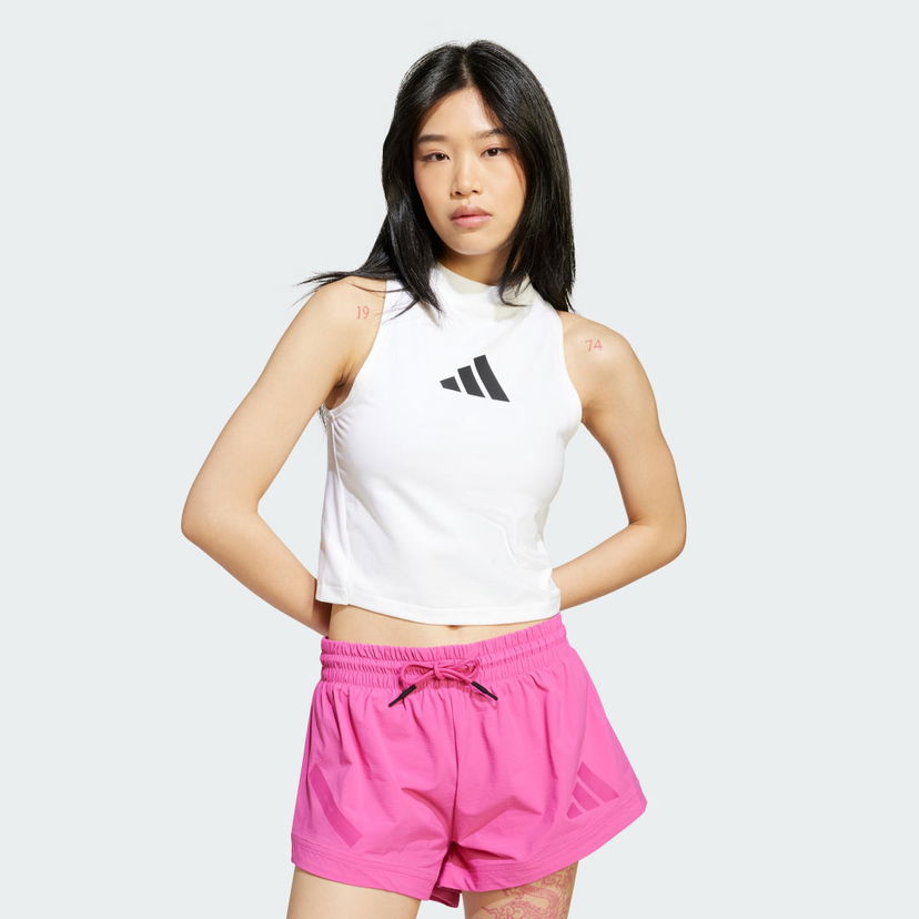 Majica brez rokavov adidas Performance Cropped Mock Neck Training Tank Top Bela | JX4316