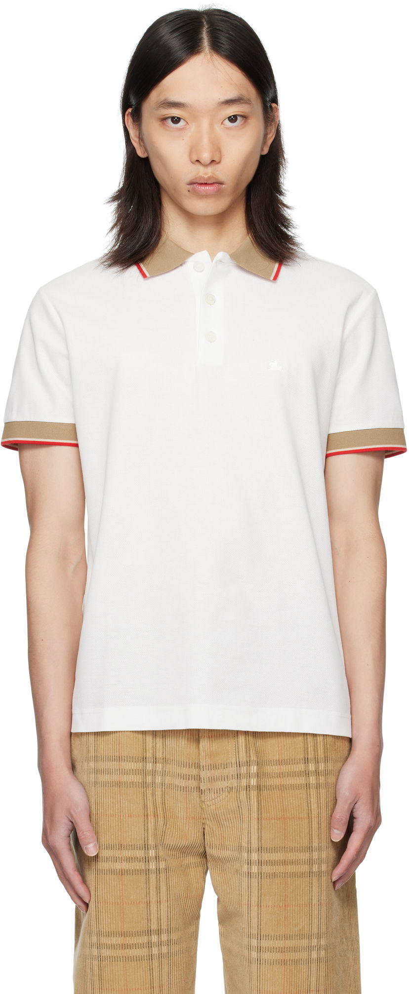 Polo majica Burberry Burberry Logo Collar Polo Bela | 8110096