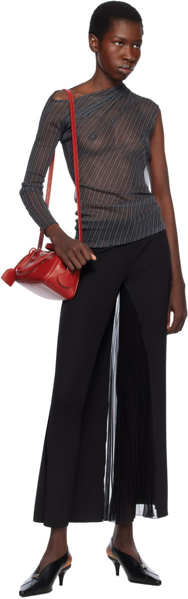 Majica Courrèges Courrèges Asymmetric Striped Mesh Top Črna | 125JTO387PR0099, 3