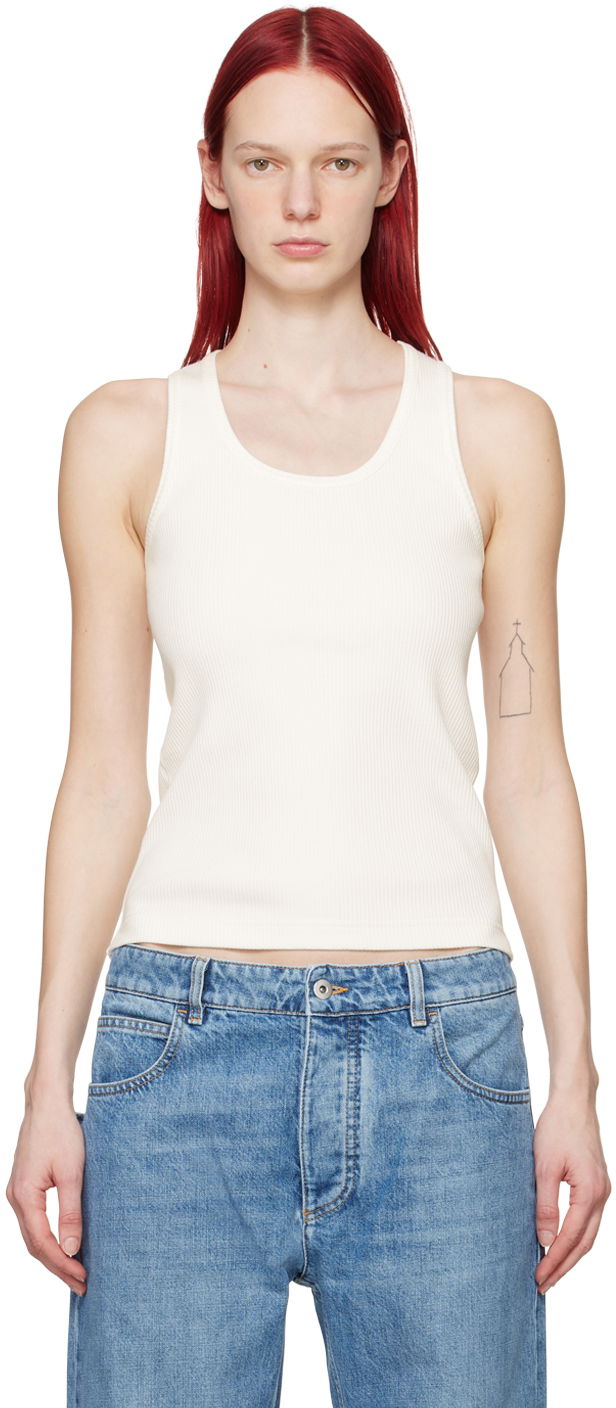 Majica brez rokavov Bottega Veneta Rib Tank Top Bela | 789616 V3Z60