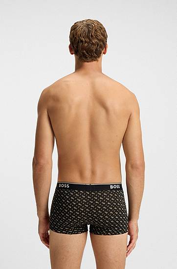 Boksarice BOSS Assorted three-pack of solid and patterned trunks in stretch cotton Večbarvna | 50554443, 1