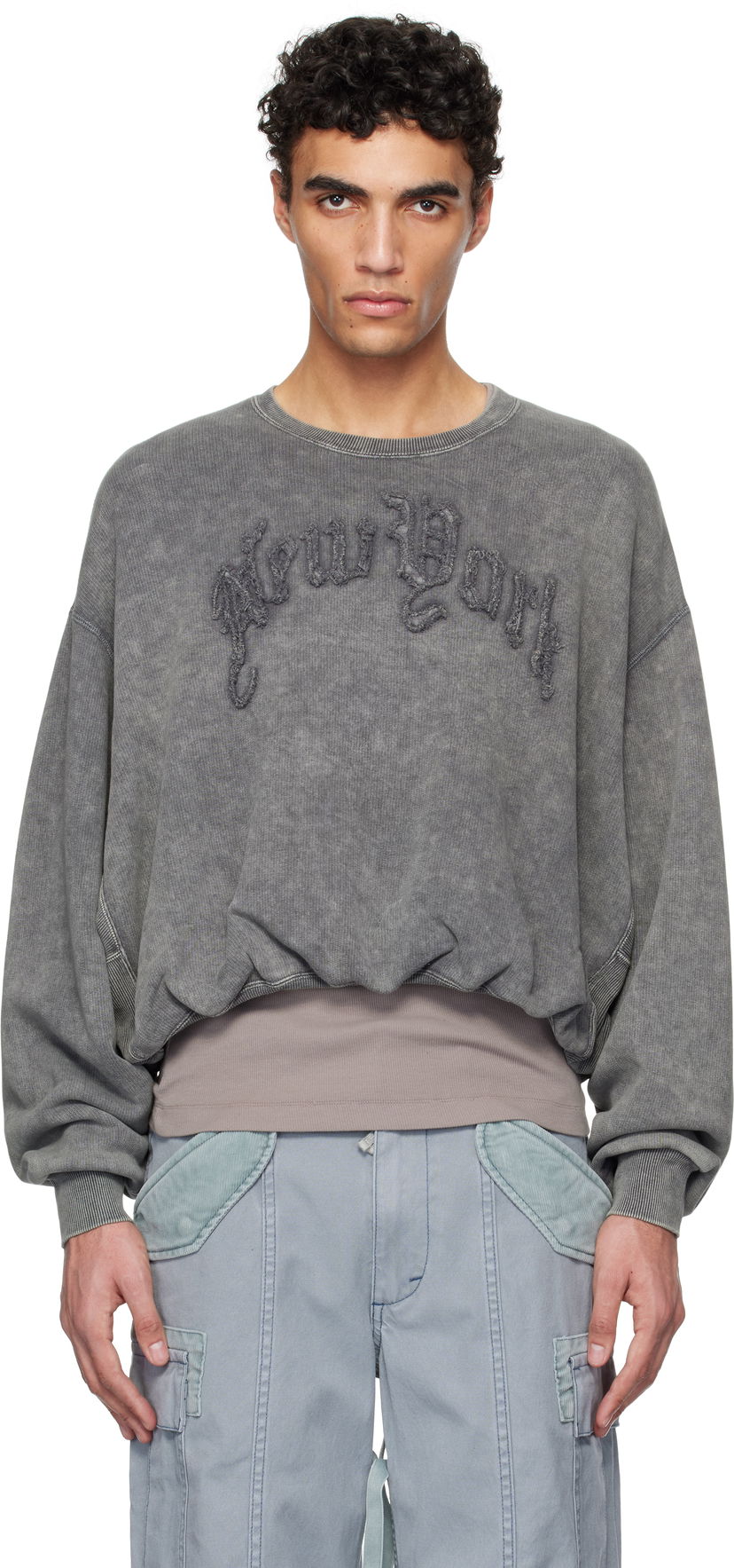 Pulover R13 R13 'New York' Balloon Crewneck Sweatshirt Siva | R13WK260-001BI