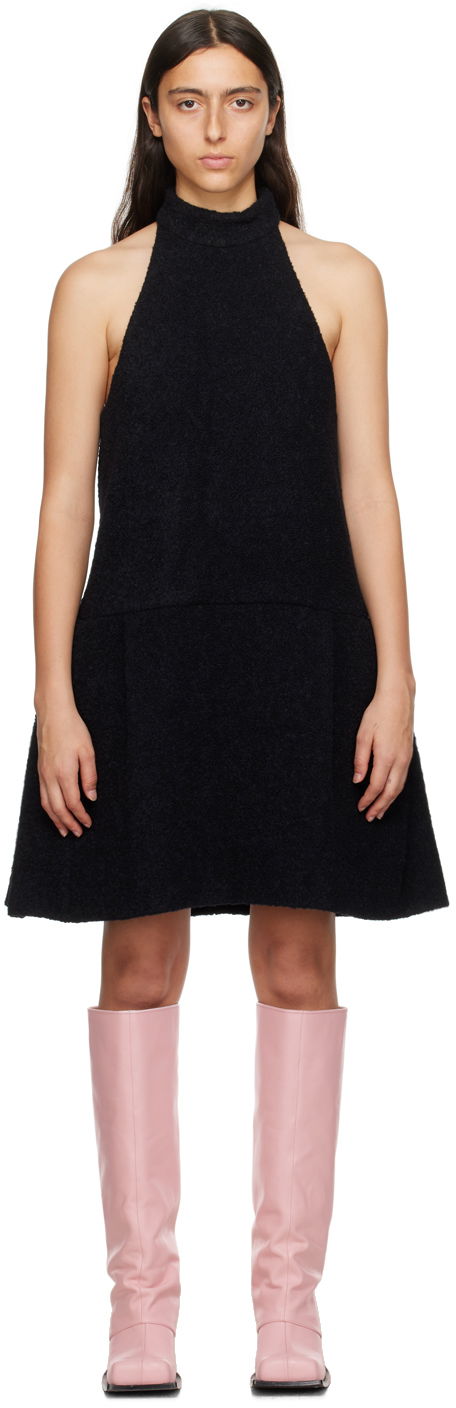 Obleke We11done We11done Pleated Halter Neck Minidress Črna | WD-OP3-23-106-W-BK