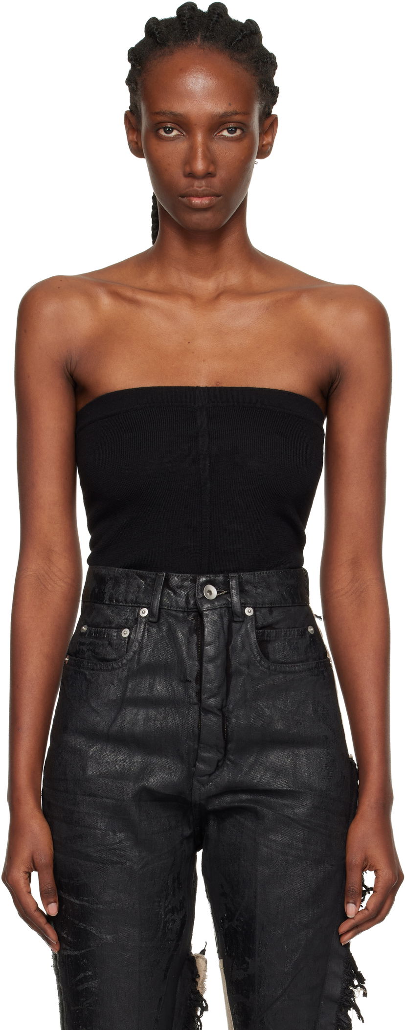Majica brez rokavov Rick Owens Rick Owens Concordians Runway Ribbed Tube Top Črna | RO02E4674 WS