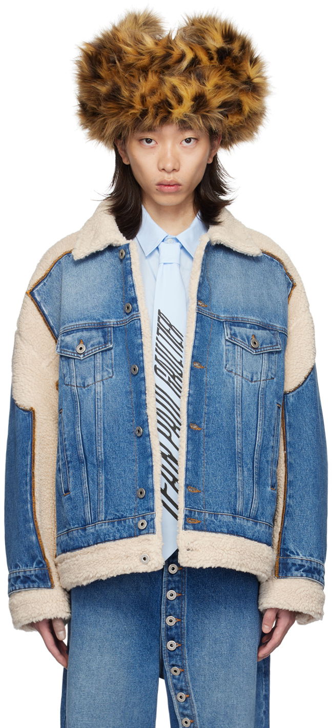 Jakna Jean Paul Gaultier Jean Paul Gaultier Petit Grand Sherpa Trim Denim Jacket Modra | 24/30-F-VE061P-D013-5768