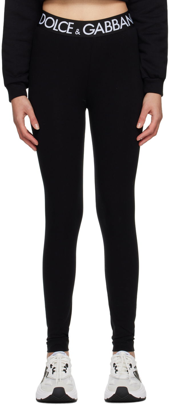 Pajkice Dolce & Gabbana Black Elasticized Waistband Leggings Črna | FTB5TTFUGFJ, 0