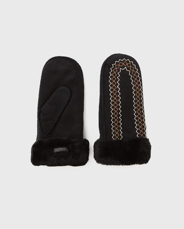 Rokavice UGG Embroidered Sheepskin Mittens Črna | 100907-BLK, 4