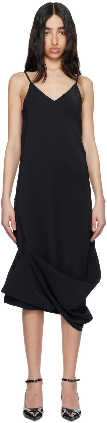 Obleke Maison Margiela MM6 Maison Margiela Silk Maxi Slip Dress Črna | S62DG0047 M35441, 0