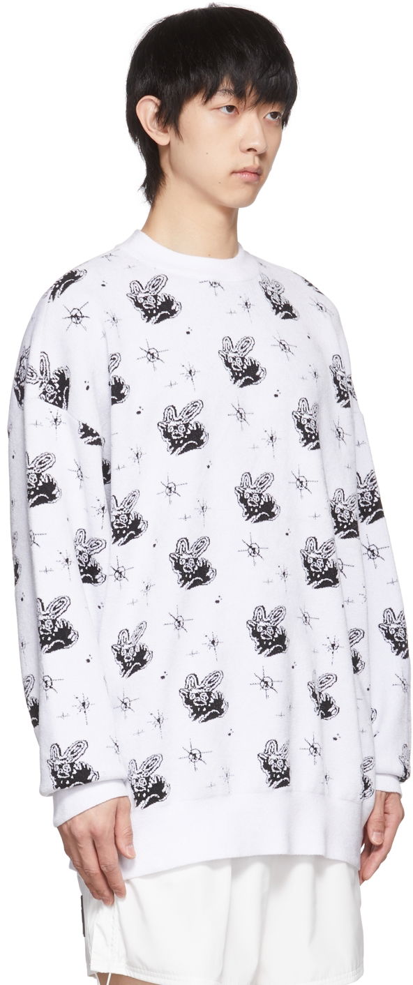 Pleteni pulover We11done Monster Print Reversible Sweater Bela | WD-KT1-22-651-U-WH, 1