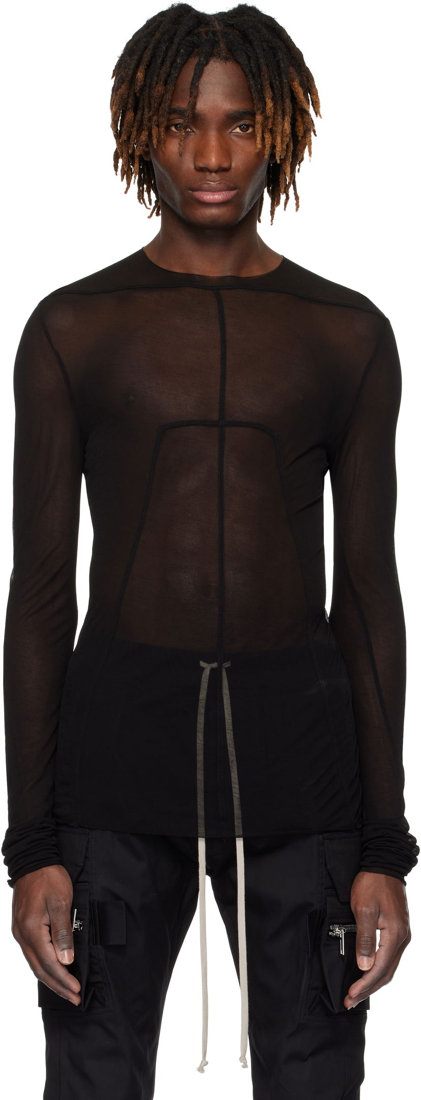 Majica Rick Owens Rick Owens Hollywood Edfu Mesh T-Shirt Črna | RU01E5271 JCR