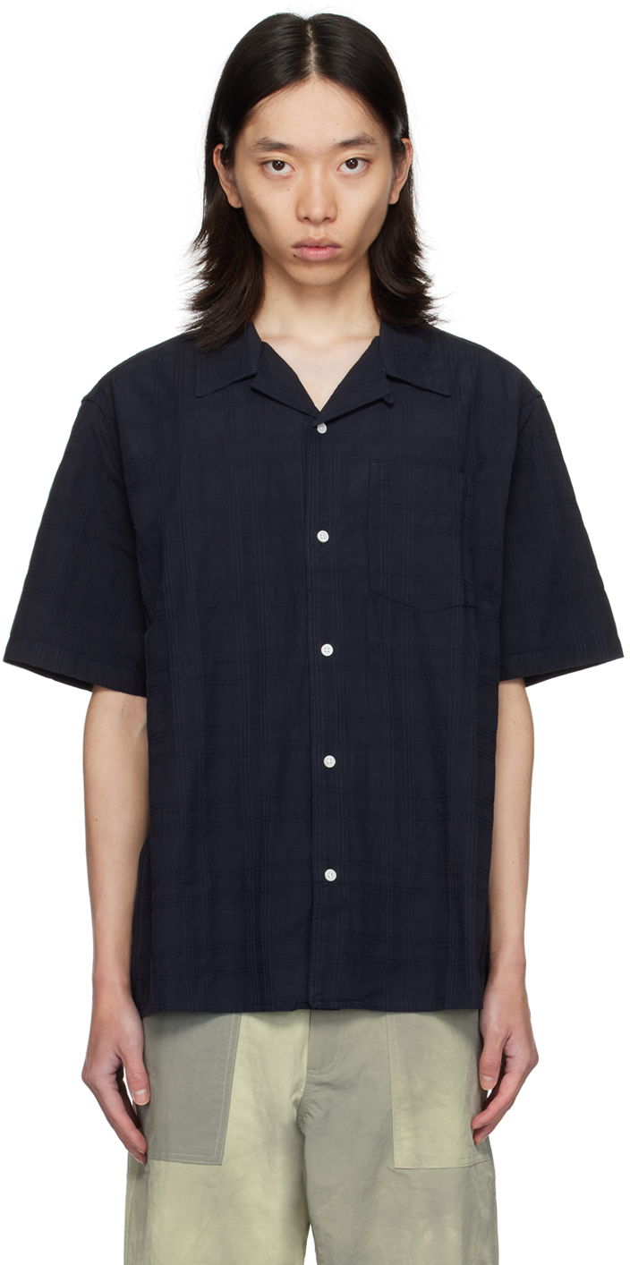 Srajce NORSE PROJECTS Short Sleeve Seersucker Shirt Črna | N40-0799