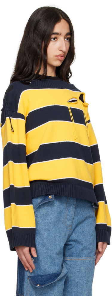 Pleteni pulover Charles Jeffrey Loverboy Charles Jeffrey LOVERBOY Slash Stripe Knit Sweater Mornarica | 54091302, 1