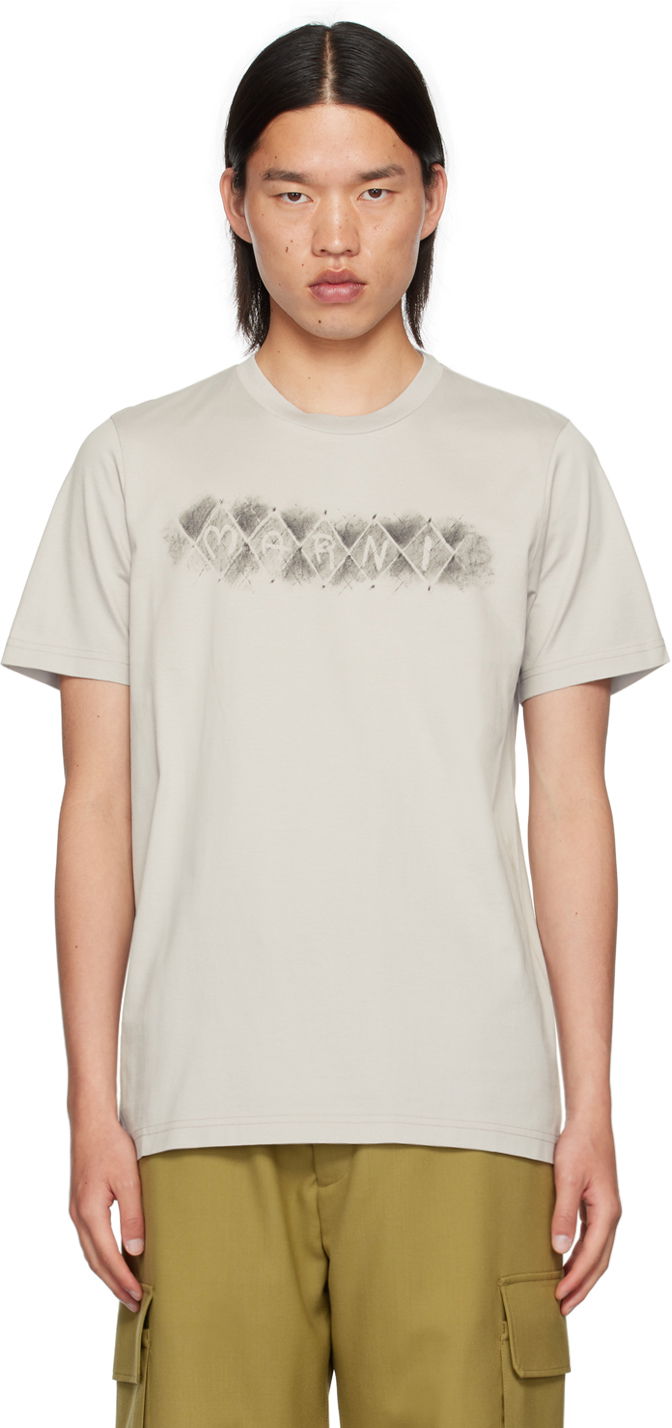 Majica Marni Argyle Print T-Shirt Bež | HUMU0198PV USCY11, 0