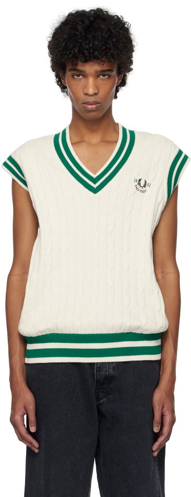 Pleteni pulover Fred Perry Fred Perry Cable Knit Tennis Vest Bela | K9721, 0