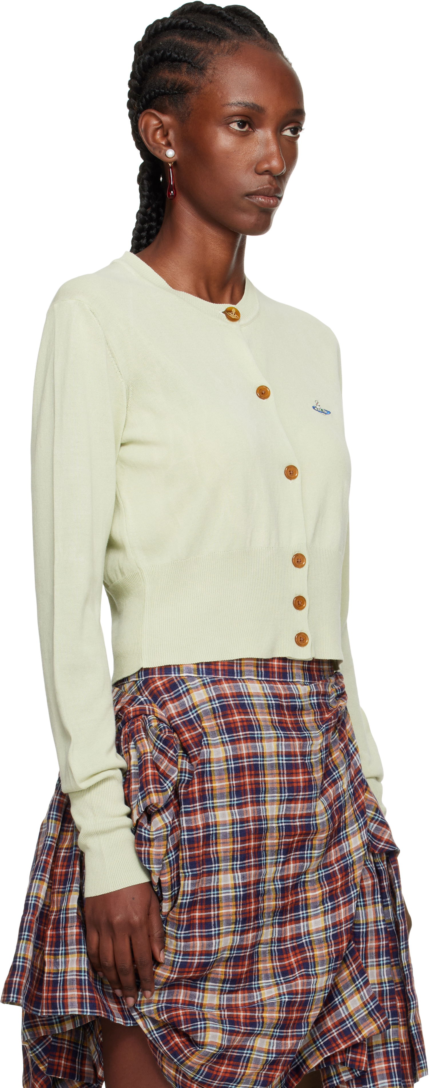 Pleteni pulover Vivienne Westwood Vivienne Westwood Bea Cropped Cardigan Zelena | 1803002U-Y003K-, 1