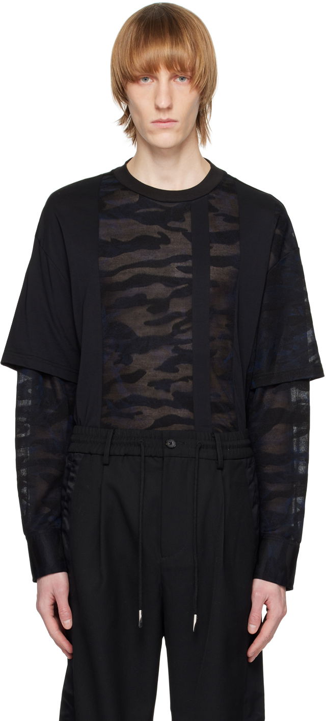 Majica Feng Chen Wang Feng Chen Wang Camouflage Layered T-Shirt Črna | FMS15SS05