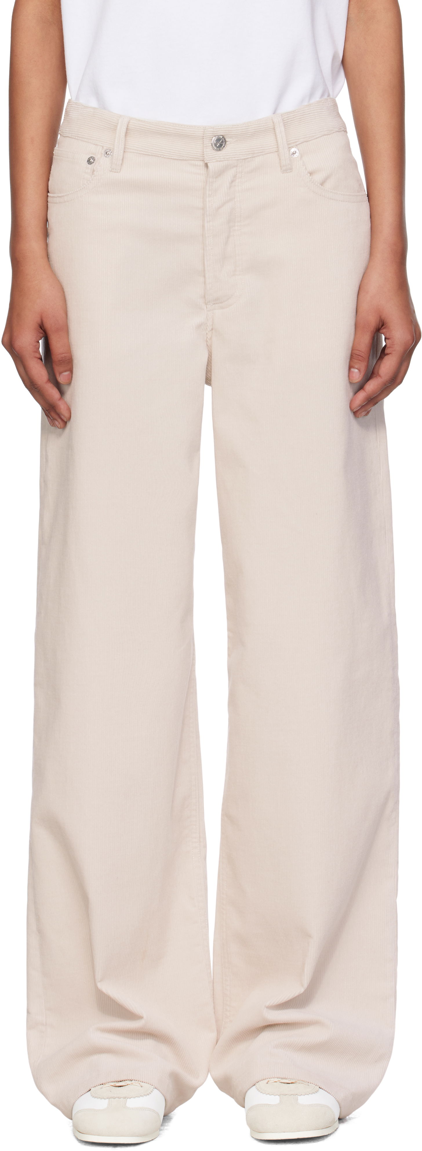 Hlače A.P.C. A.P.C. Elisabeth Wide-Leg Corduroy Trousers Bež | COHHO-F09181, 0