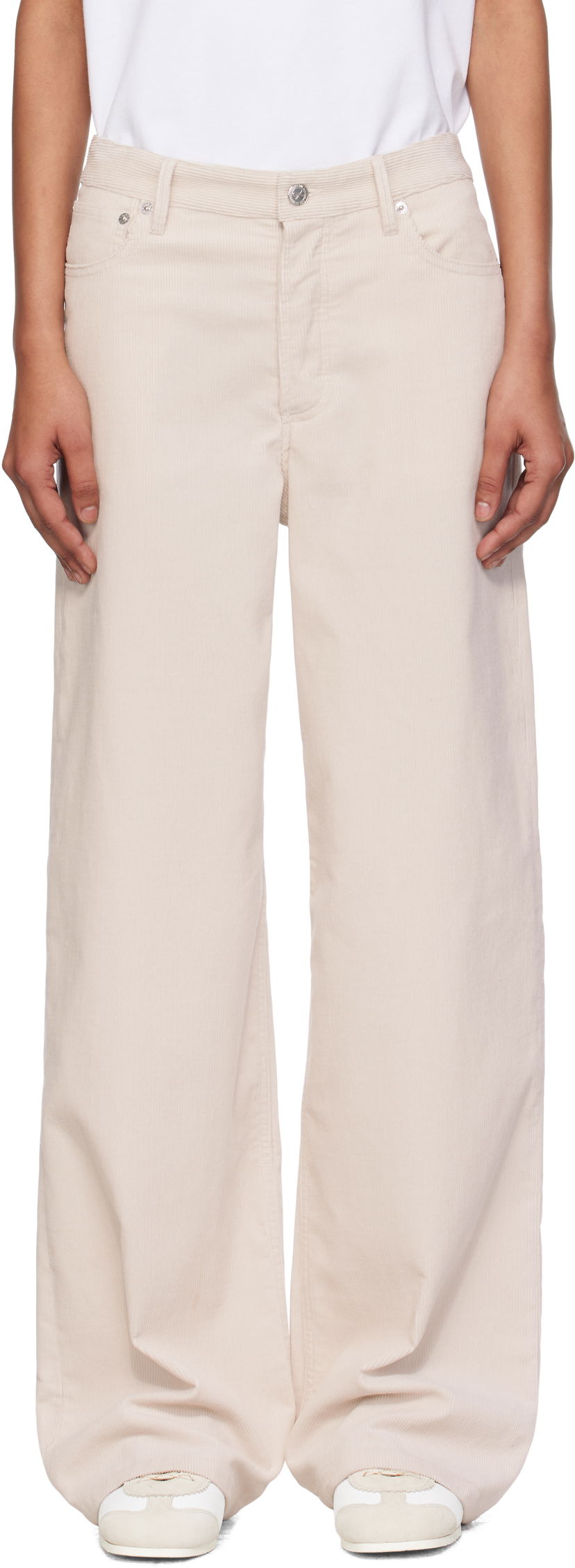 Hlače A.P.C. A.P.C. Elisabeth Wide-Leg Corduroy Trousers Bež | COHHO-F09181