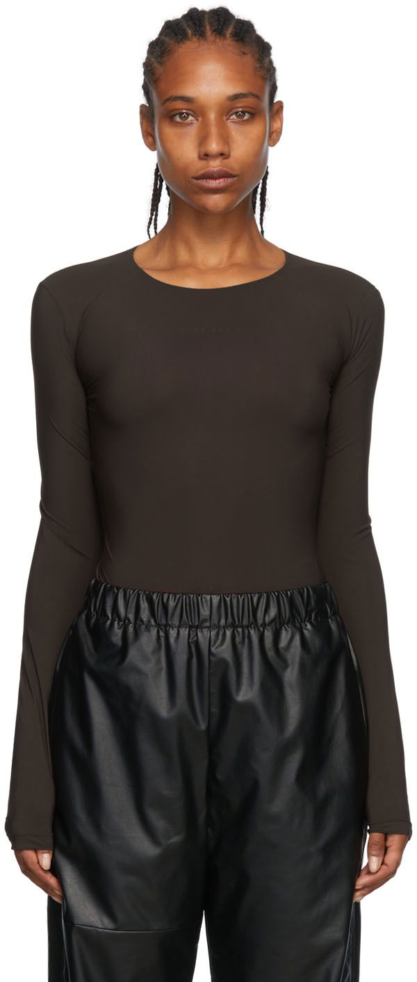 Bodi Maison Margiela MM6 Maison Margiela Nylon Long Sleeve Bodysuit Rjava | S52NA0050 S20518