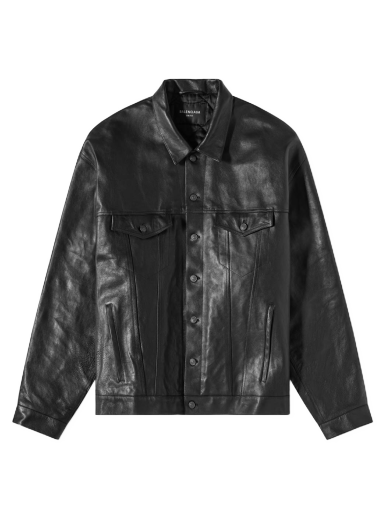 Jakna Balenciaga Boxy Leather Jacket Črna | 697776-TMS03-1000