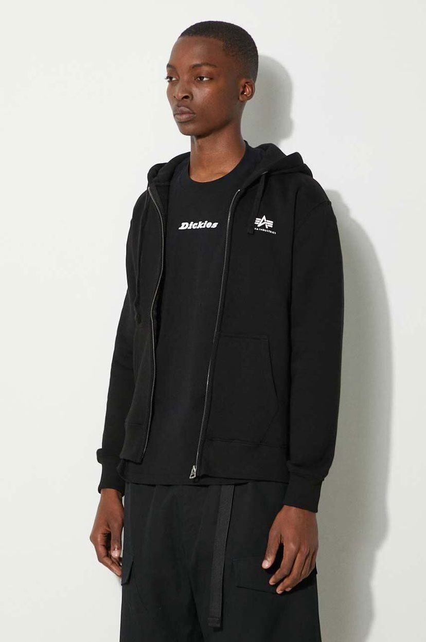 Pulover Alpha Industries Basic Zip Hoody with Logo Print Črna | 118342.03