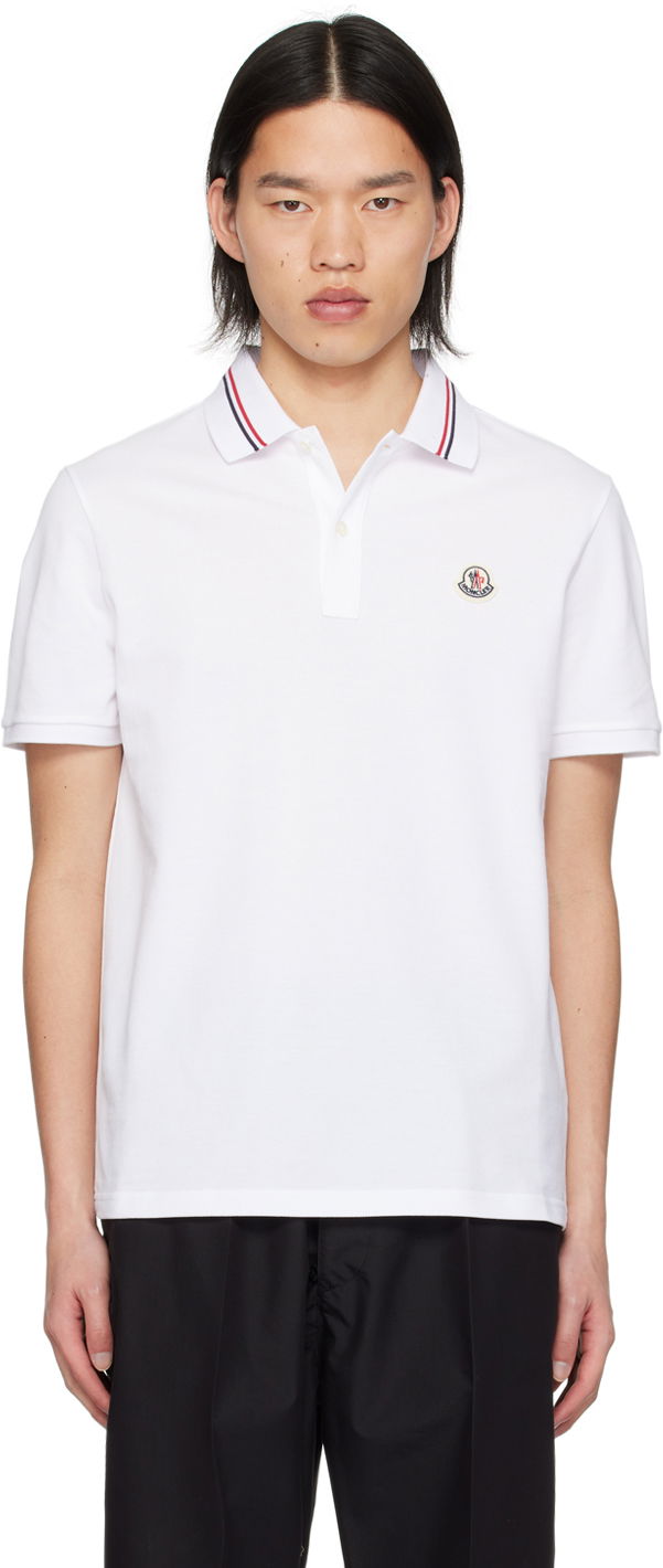 Polo majica Moncler White Patch Polo Bela | J10918A0002189A16