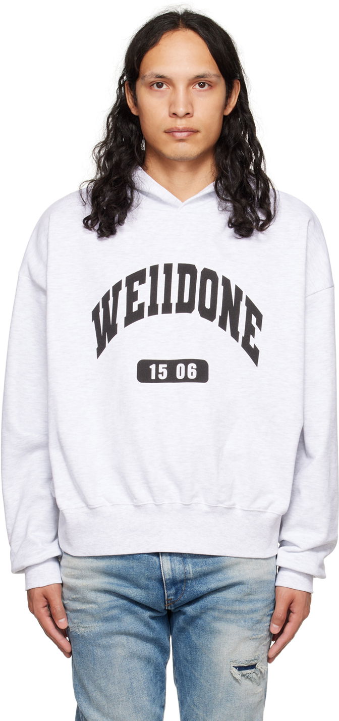 Pulover We11done We11done Print Hoodie Siva | WD-TH3-22-807-U-GY