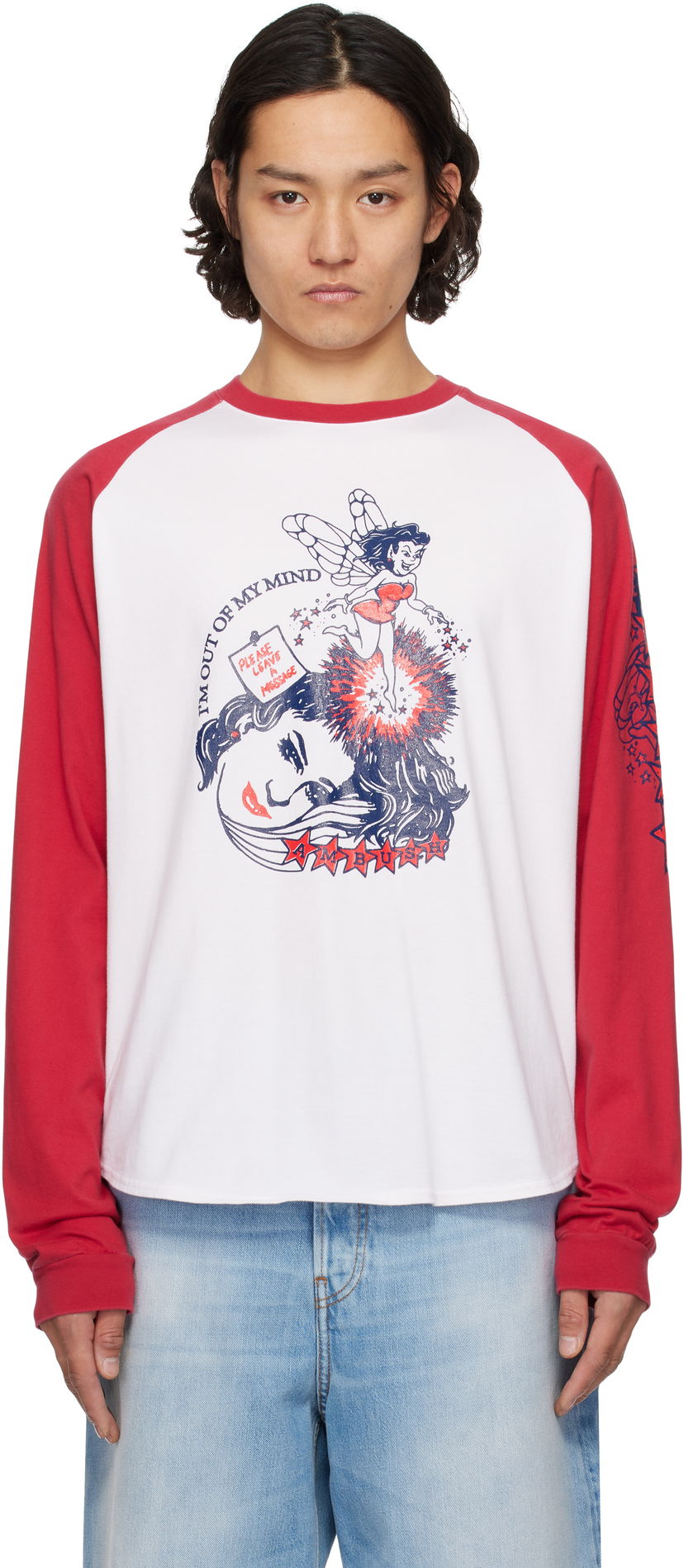 Majica Ambush AMBUSH Raglan Graphic Long Sleeve T-Shirt Bela | 12115325