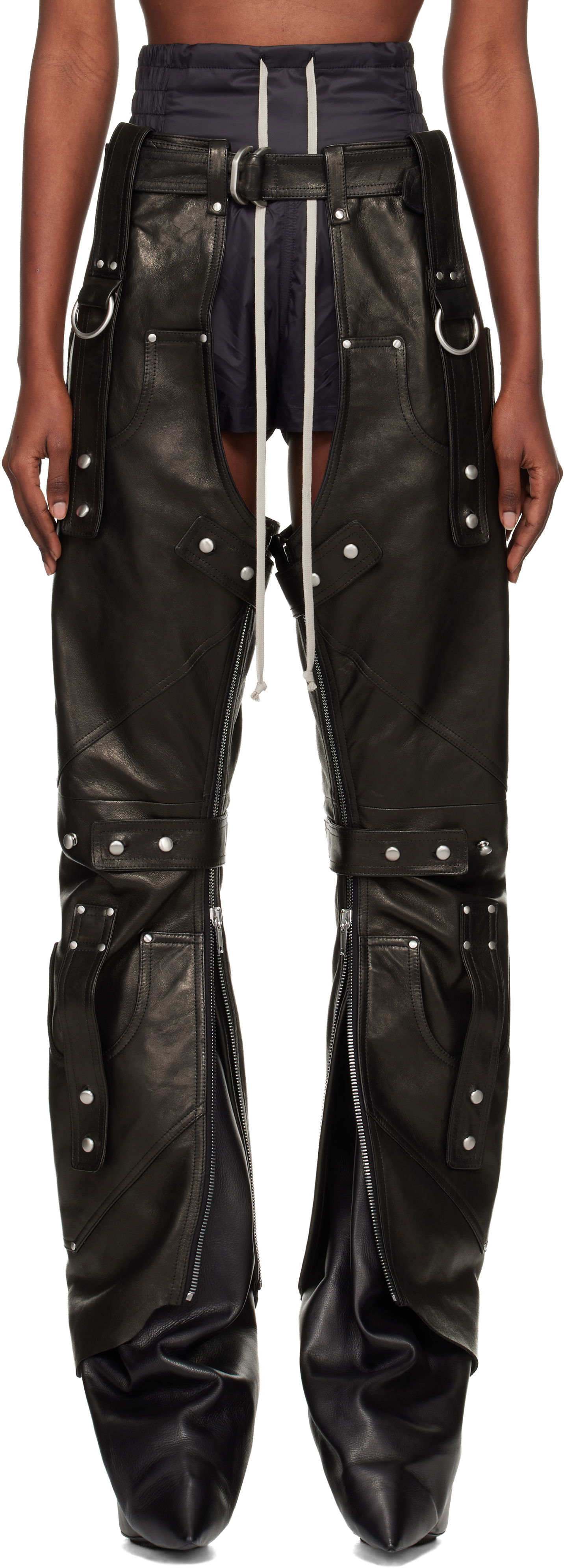 Hlače Rick Owens Concordians Leo Prothmann Edition Chaps Leather Trousers Črna | RO02E4436 LNV, 0