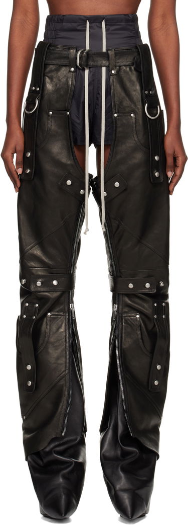 Hlače Rick Owens Concordians Leo Prothmann Edition Chaps Leather Trousers Črna | RO02E4436 LNV, 0
